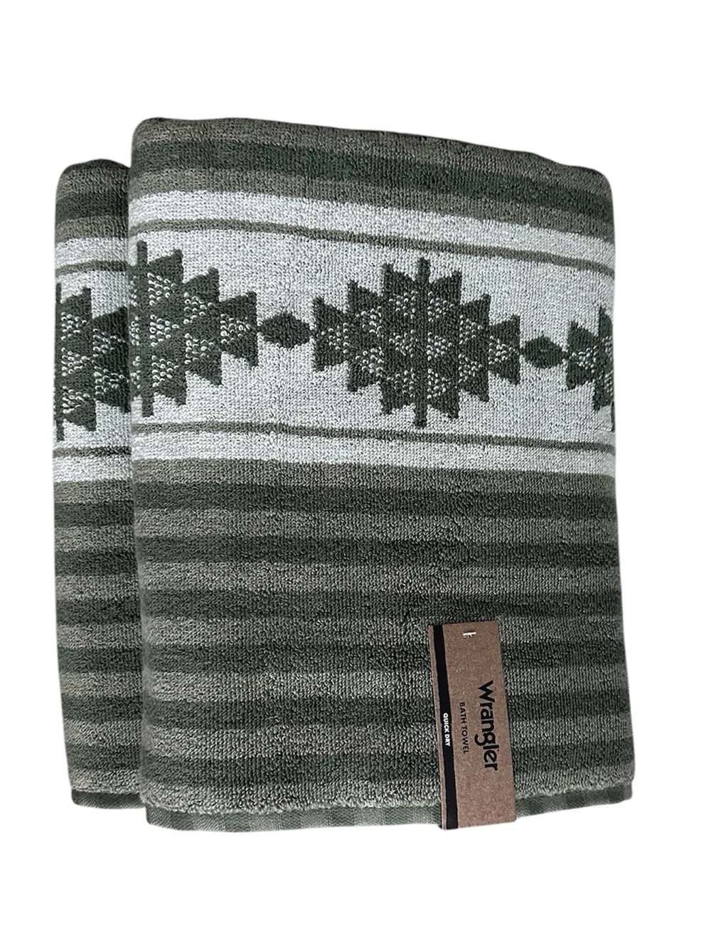 Wrangler Green Southwestern 4 Pc Towel Set 2 Bath Towels 2 Hand Towels NWT
